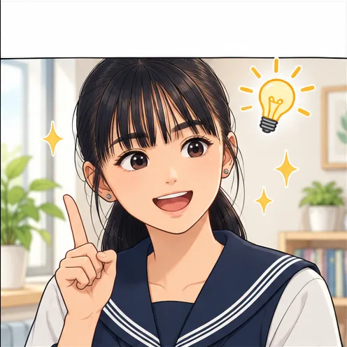 人差し指を立ててひらめくゆま